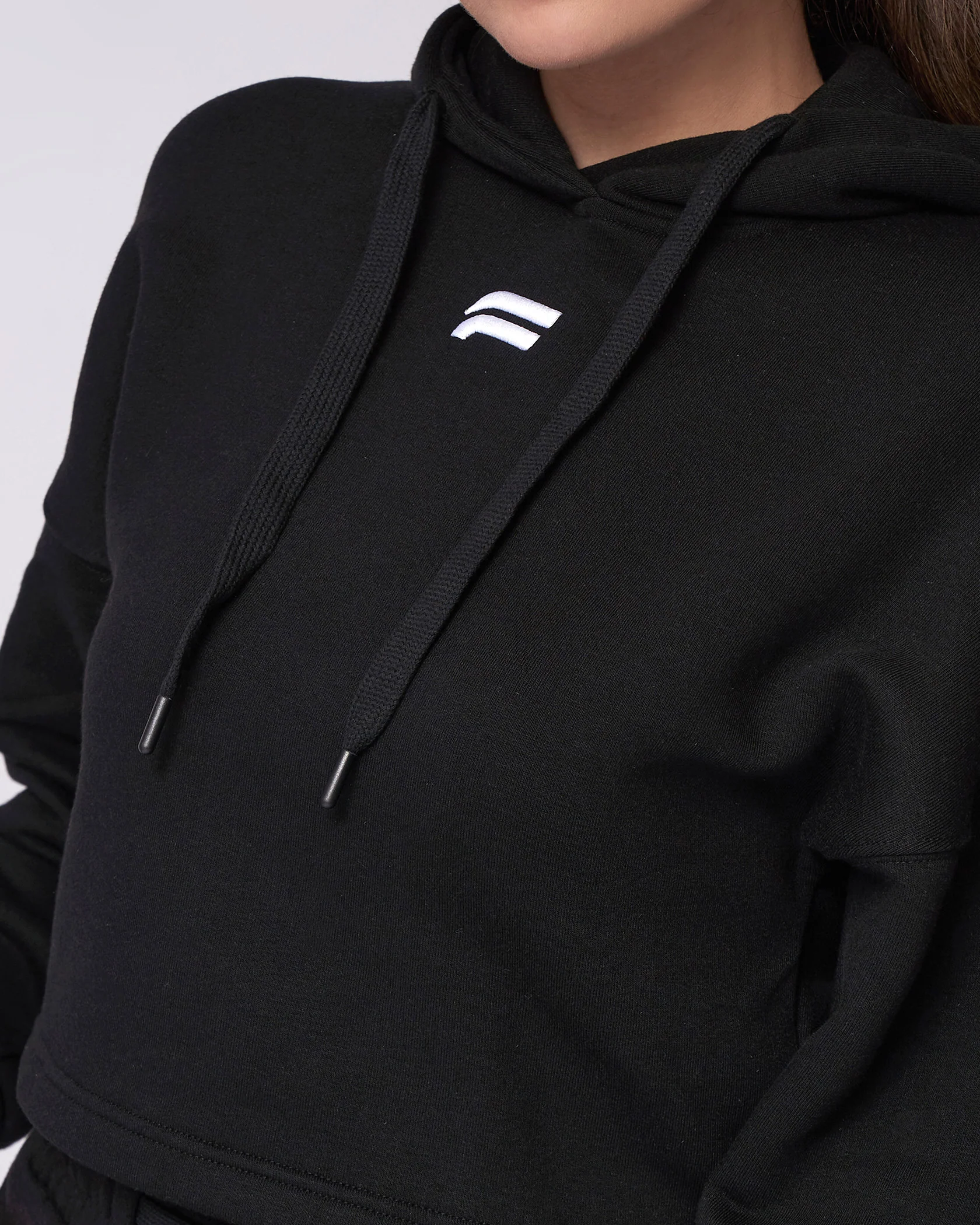 Essential Cropped Hoodie - Black - Image 6