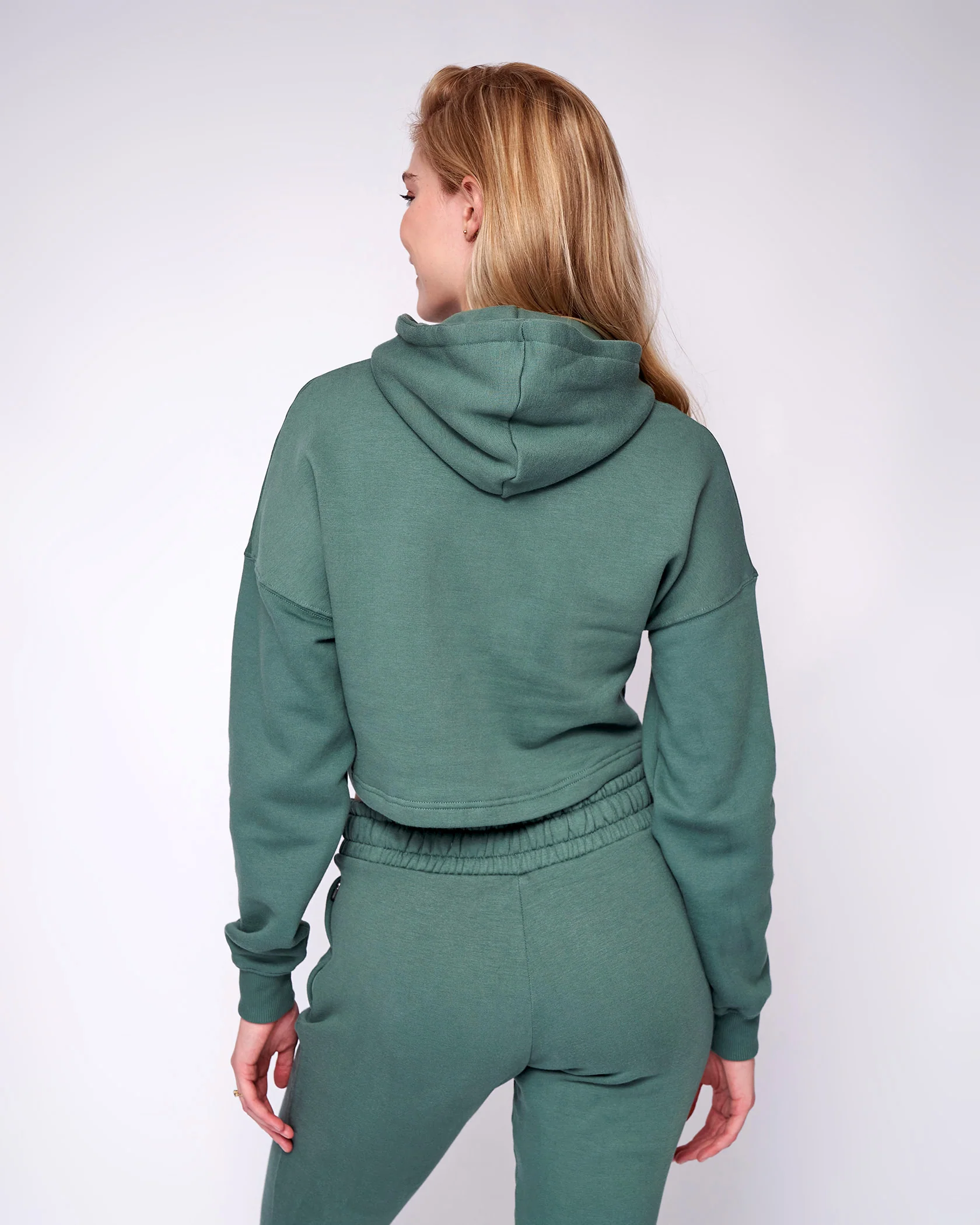 Essential Cropped Hoodie - Pine - Image 3