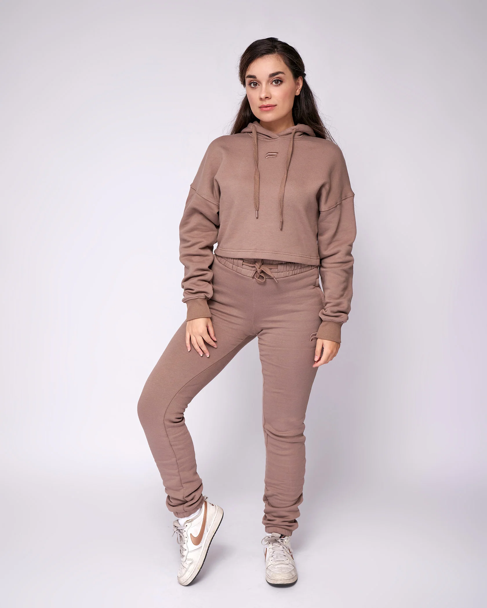 Essential Cropped Hoodie - Walnut - Image 3