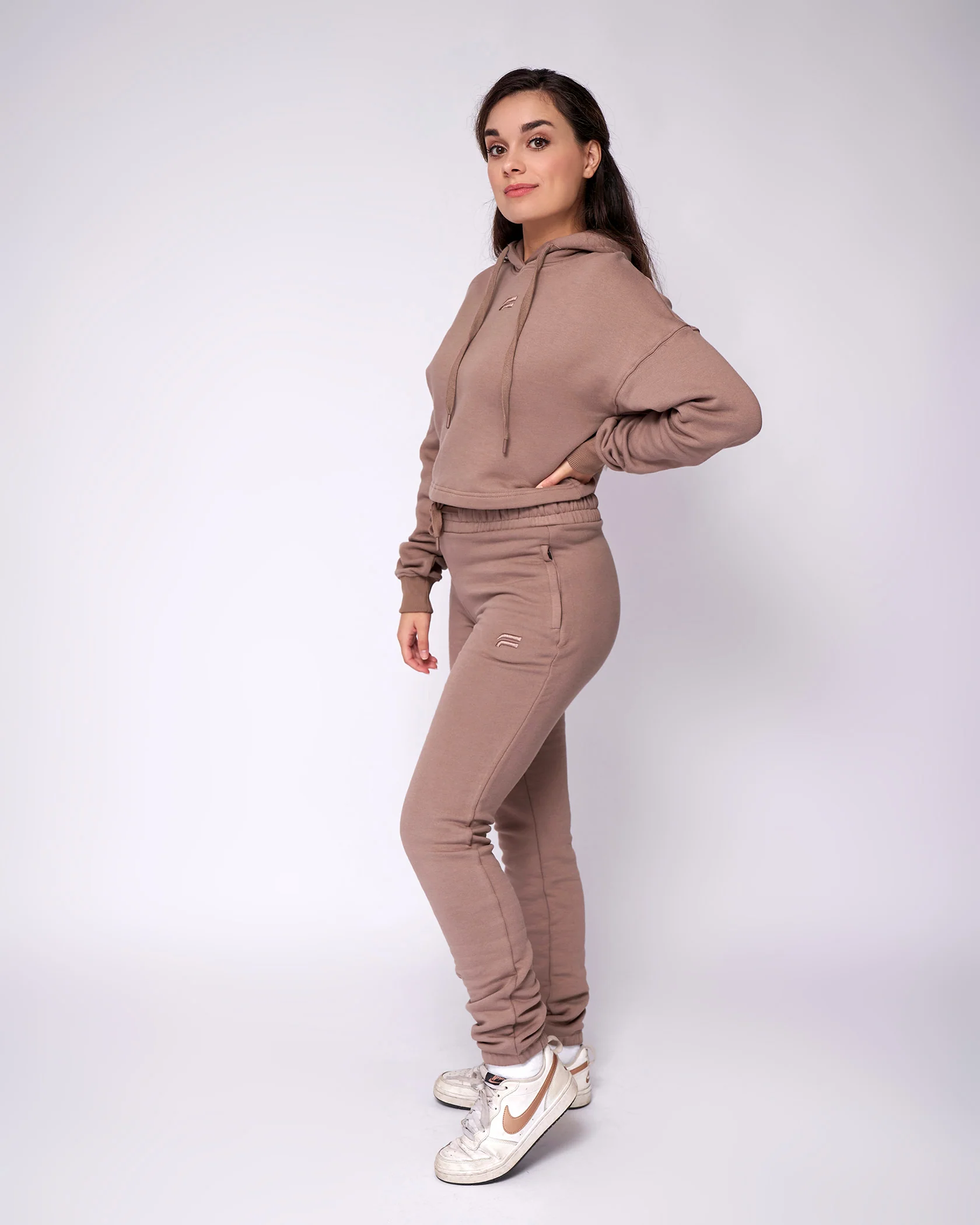 Essential Cropped Hoodie - Walnut - Image 5